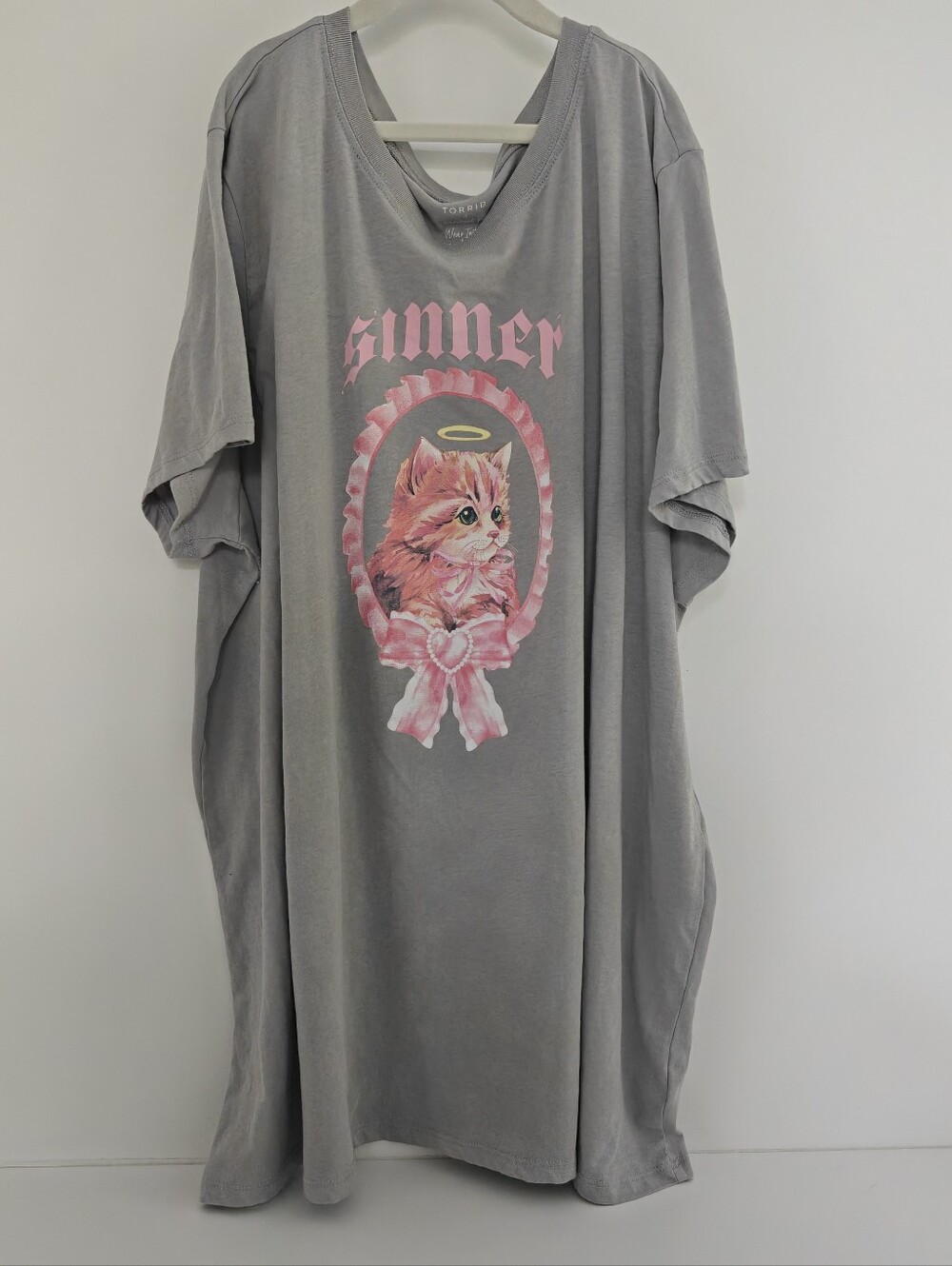 Sinner Classic Fit Cotton Jersey Crew Tee from Pink Cat Graphic Torrid Size 3